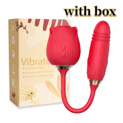 Rose-Toy Dildo Thrusting Vibrator for Women Egg Clitoris Sucker Stimulator Tongue Licking Adults Goods Sucking Sex Toys Female