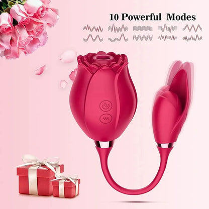 Rose-Toy Dildo Thrusting Vibrator for Women Egg Clitoris Sucker Stimulator Tongue Licking Adults Goods Sucking Sex Toys Female