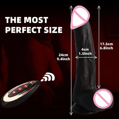 Large remote-controlled electric black false penis female sex toy, adult masturbation vibrator, female couple sex toy