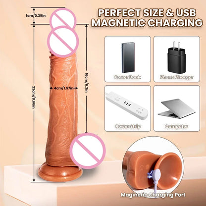 Telescopic Female Vibrator Dildo for APP Remotely Controlled Heating Realistic Big Penis Massager Masturbator Sex Toys for Women