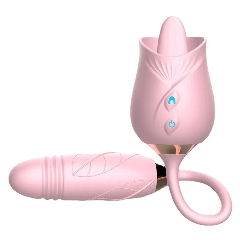 Rose-Toy Dildo Thrusting Vibrator for Women Egg Clitoris Sucker Stimulator Tongue Licking Adults Goods Sucking Sex Toys Female