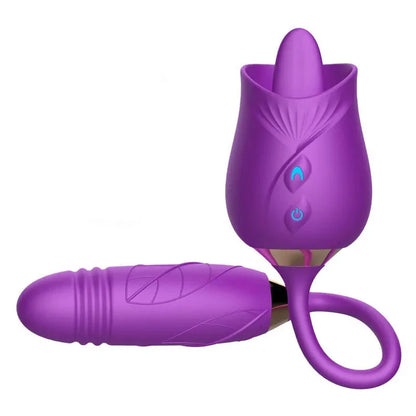 Rose-Toy Dildo Thrusting Vibrator for Women Egg Clitoris Sucker Stimulator Tongue Licking Adults Goods Sucking Sex Toys Female