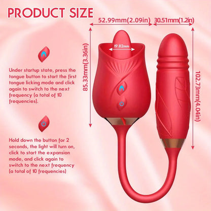 Rose-Toy Dildo Thrusting Vibrator for Women Egg Clitoris Sucker Stimulator Tongue Licking Adults Goods Sucking Sex Toys Female