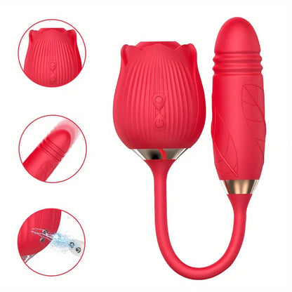 Rose-Toy Dildo Thrusting Vibrator for Women Egg Clitoris Sucker Stimulator Tongue Licking Adults Goods Sucking Sex Toys Female