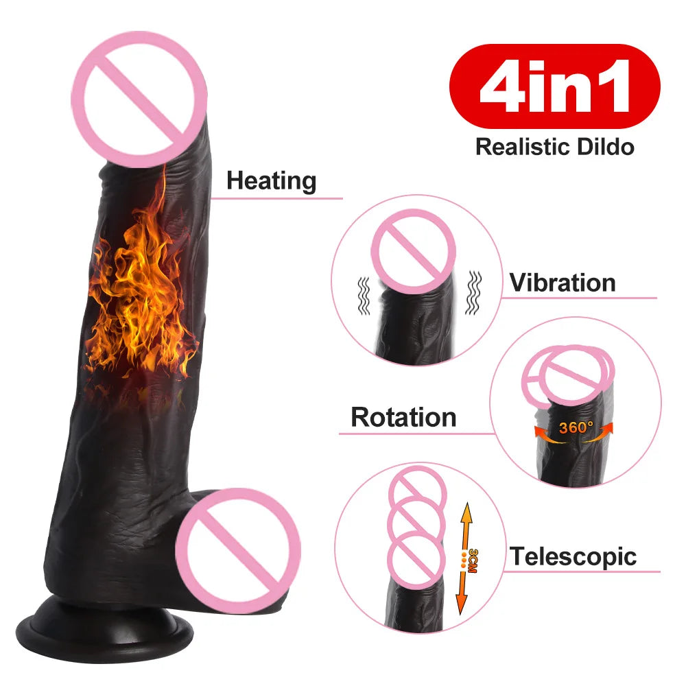 Large remote-controlled electric black false penis female sex toy, adult masturbation vibrator, female couple sex toy