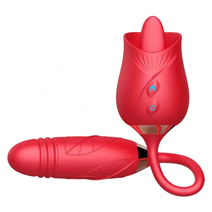 Rose-Toy Dildo Thrusting Vibrator for Women Egg Clitoris Sucker Stimulator Tongue Licking Adults Goods Sucking Sex Toys Female